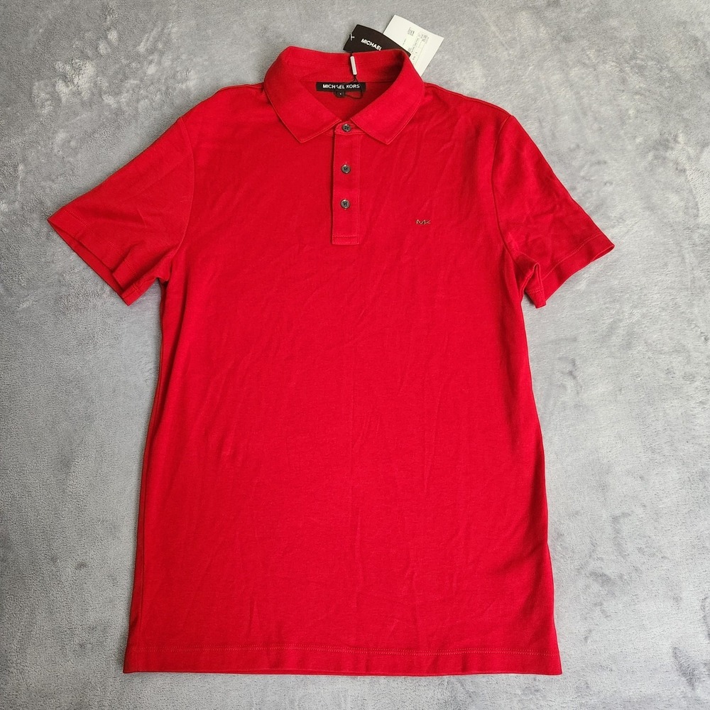 Michael Kors Mens Crimson Red Polo Shirt Size S Slim Fit Cotton Short Sleeve NWT